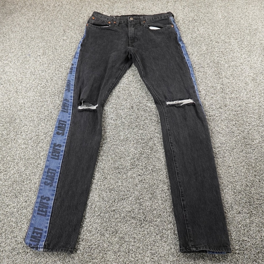 Levis Jeans Mens 34X34 Dark Black Denim Pants Lo Ball Slim Taper Premium Stretch